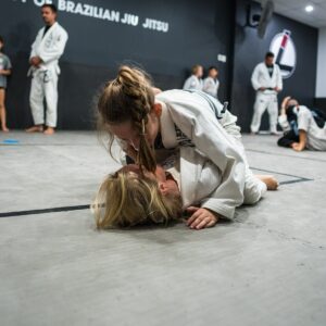 Two girls practising Brazilian Jiu Jitsu at Lasco on the Gold Coast